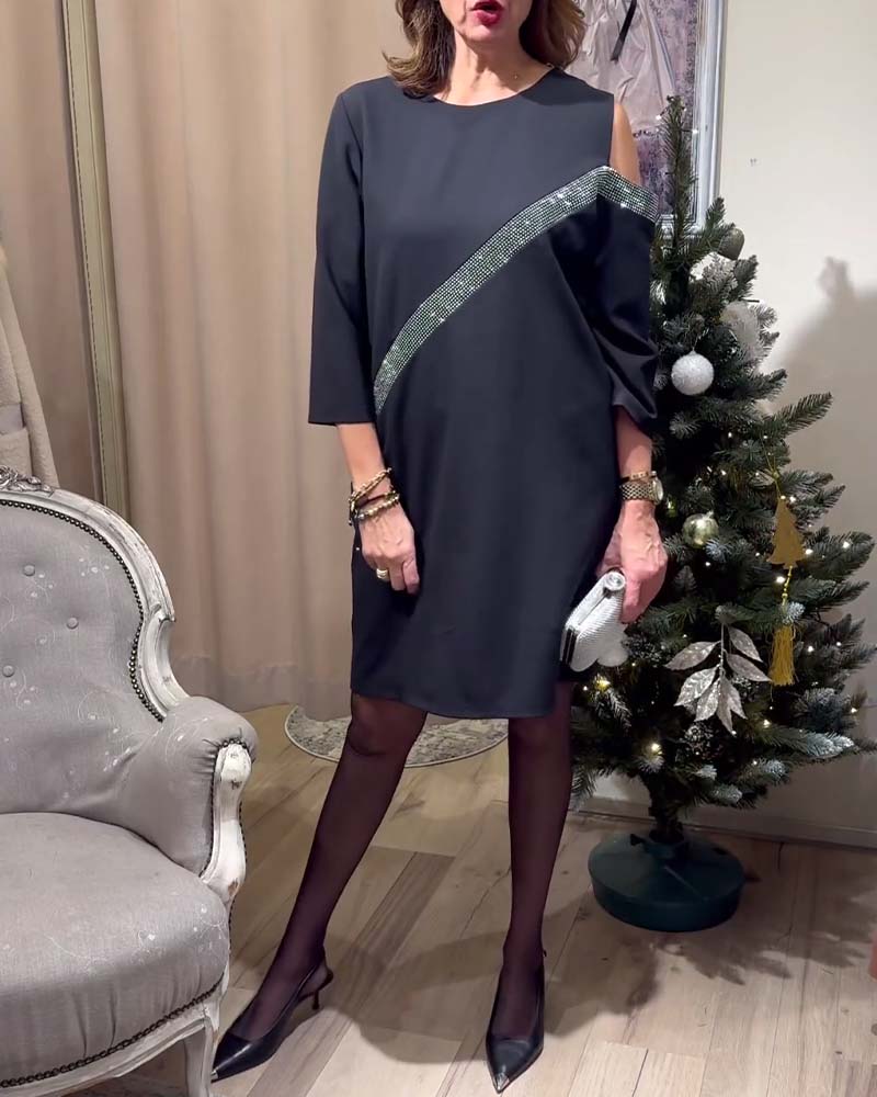 Kleid lässig Strass knielang