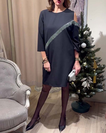 Kleid lässig Strass knielang
