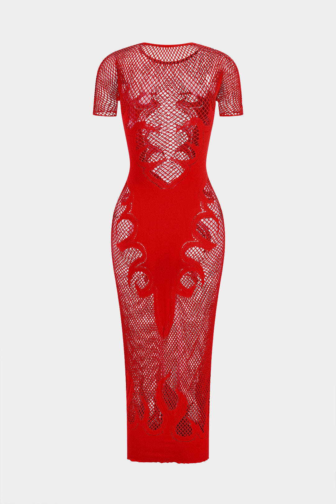 Unifarbenes Y2k Strickkleid mit Cut Out Details und Durchsichtigen Kurzen Ärmeln