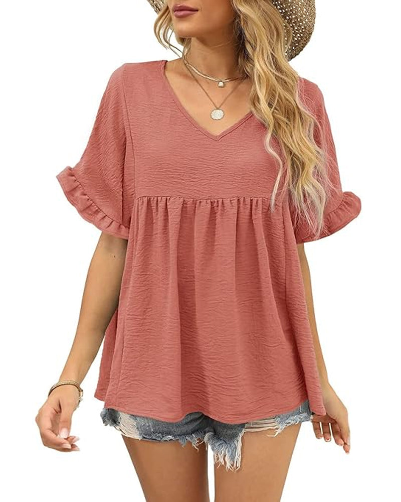 Bluse Lässig Rüsche Loose Fit
