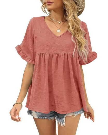 Bluse Lässig Rüsche Loose Fit