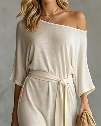 Kleid Off-Shoulder Bindung Schlitz