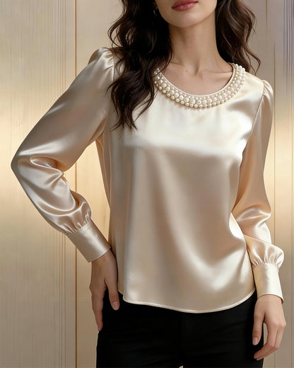 Hemd einfarbig langärmlig Strasskragen