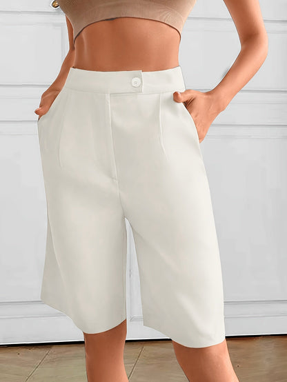 White high waisted Bermuda shorts - Clara