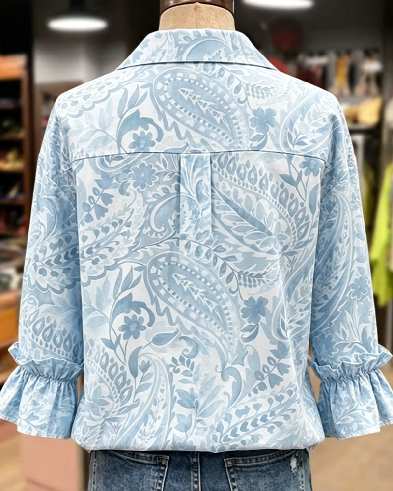 Bluse Laternenärmel bedruckt