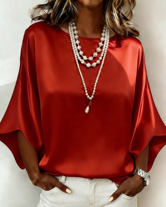 Bluse Satin Fledermausärmel