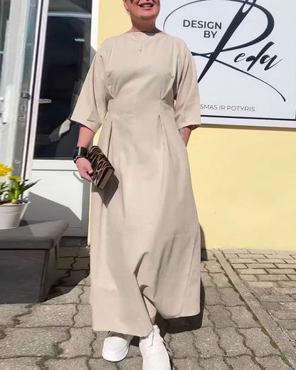 Kleid Rundhalsausschnitt tailliert Mode