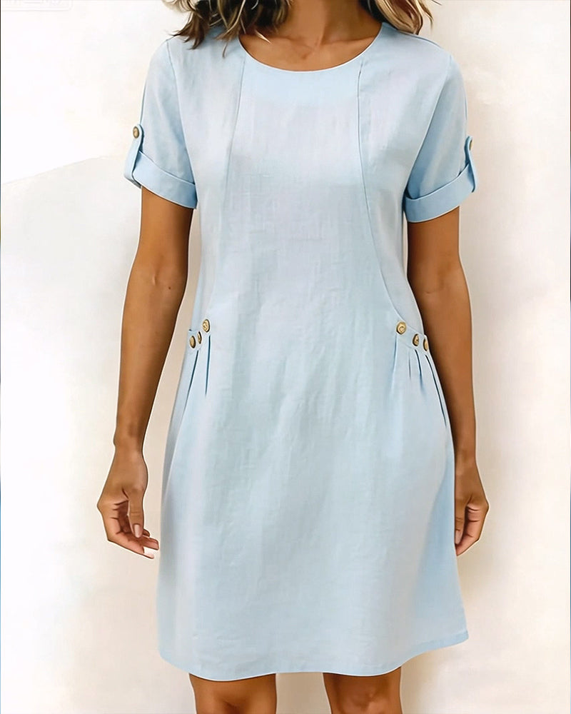 Kleid leinenfarben einfarbig einfach gerade