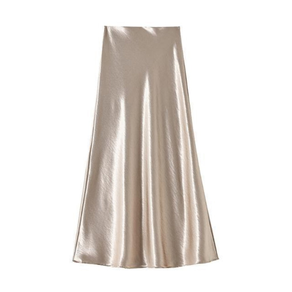 Satin Maxi Skirt with High Waist for Women - Bice