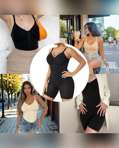 Shapewear für Damen Bauchkontrolle Bodysuit Reißverschluss Komfort Ultra Stretch Stoff