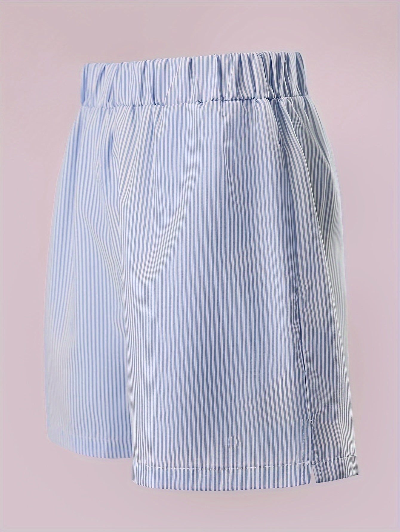 Striped Pink Shorts with Elastic Waistband - Ava