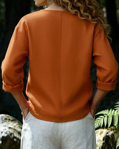 Bluse Mock-Kragen Langarm Einfarbig