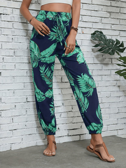 Black palm print pants - Mia