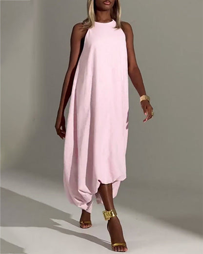 Kleid Halstuch-Ausschnitt Ärmellos Tulpe