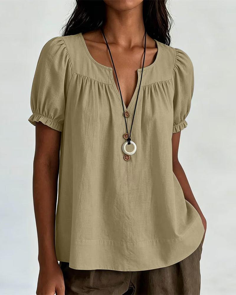 Bluse Puffärmel Knopfleiste