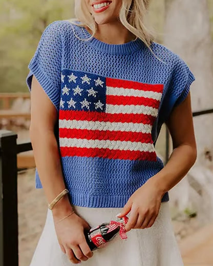 Pullover Flaggenmuster Rundhals