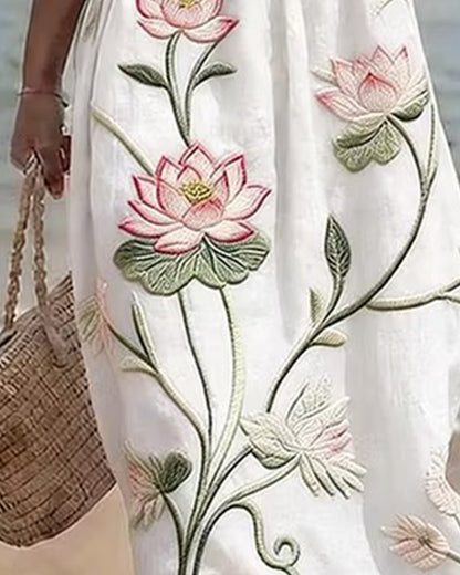 Blumenkleid Mit Rundhalsausschnitt