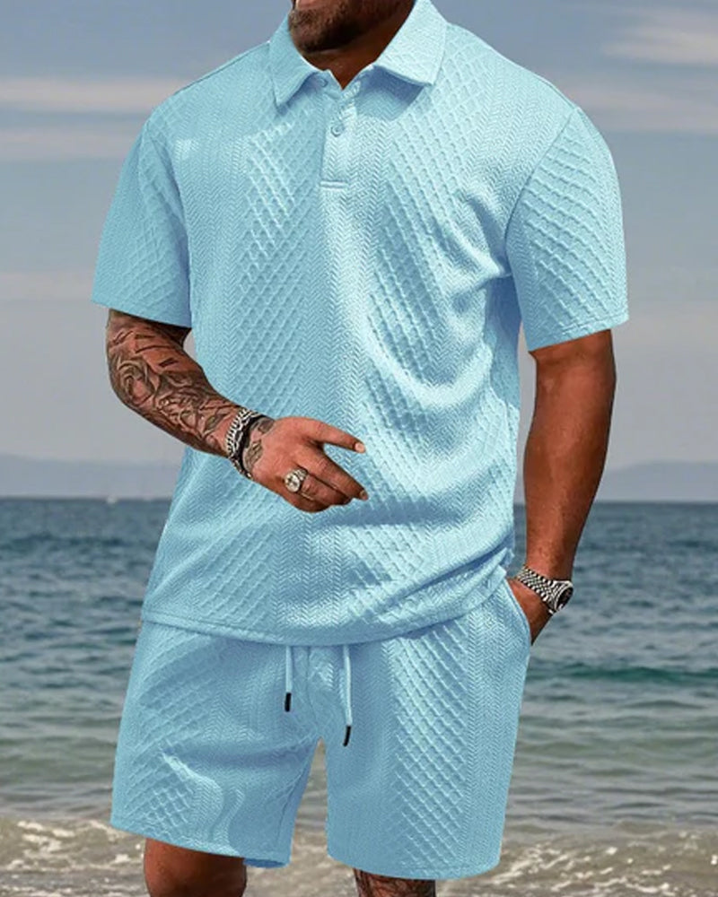 Herren Poloshirt Kurzarm 2-teiliges Set