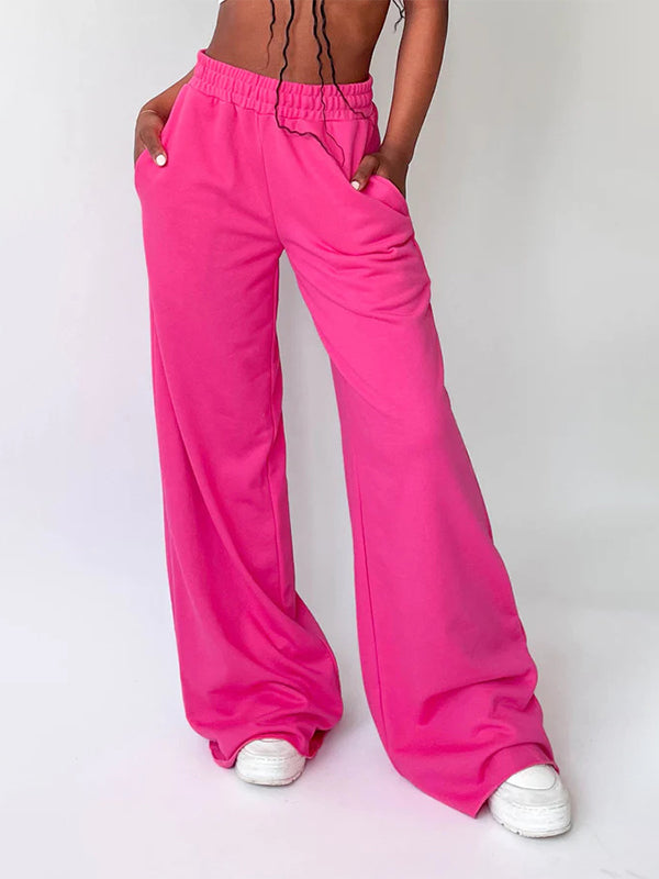 Einfarbige Vintage Sweatpants mit Umschlägen