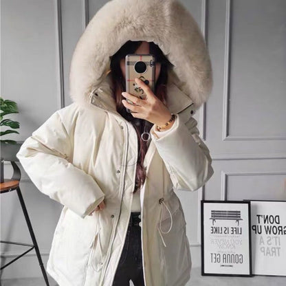 Puffer Jacket with Fur Hood for Women - Loredana