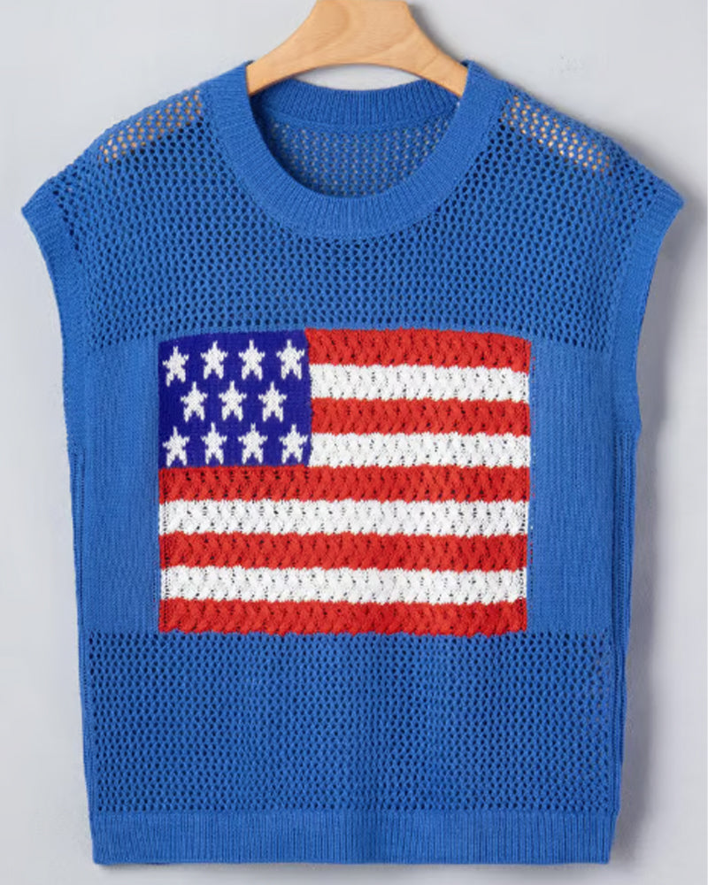 Pullover Flaggenmuster Rundhals