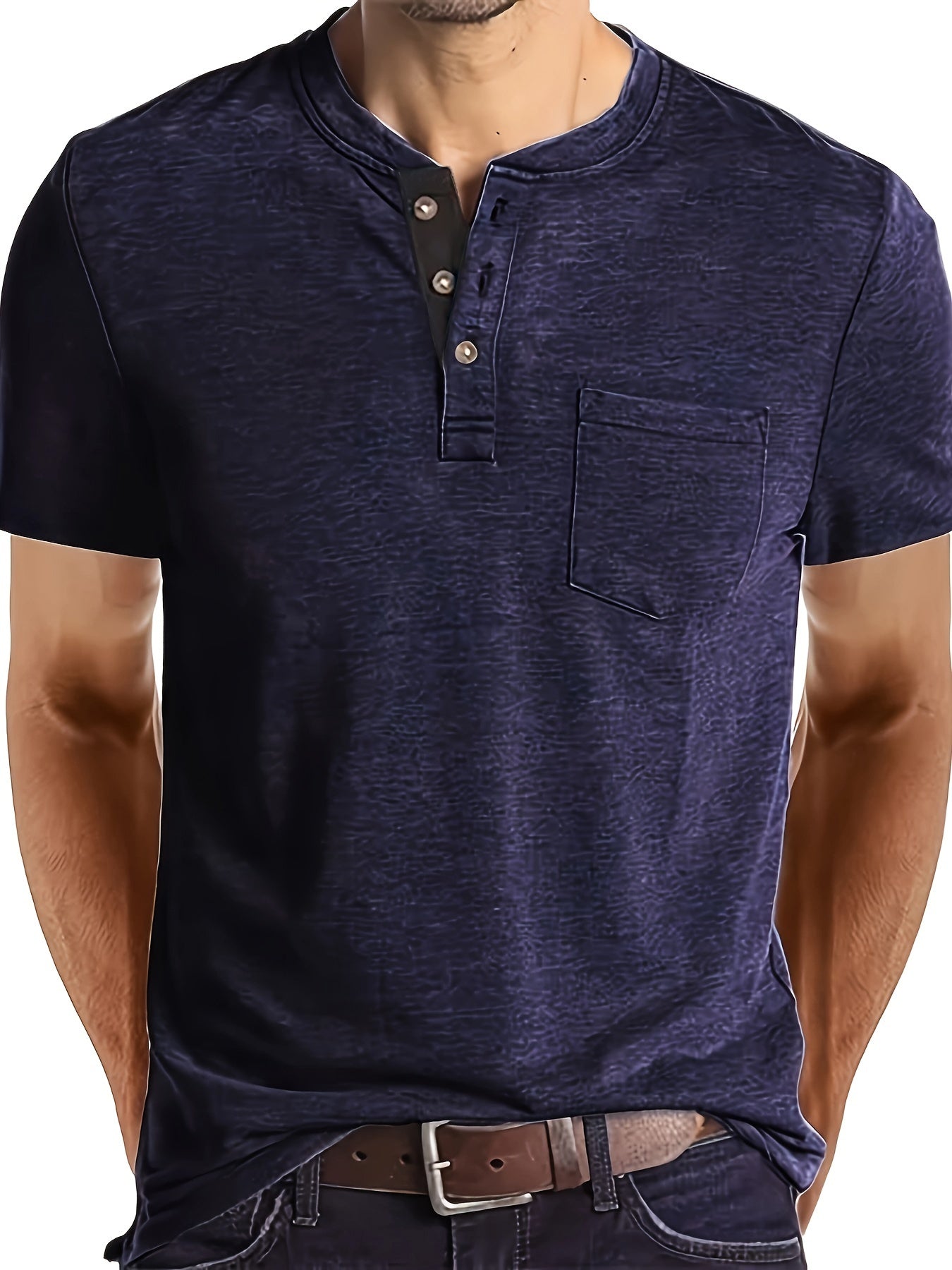 Blue Henley T-Shirt - Chris