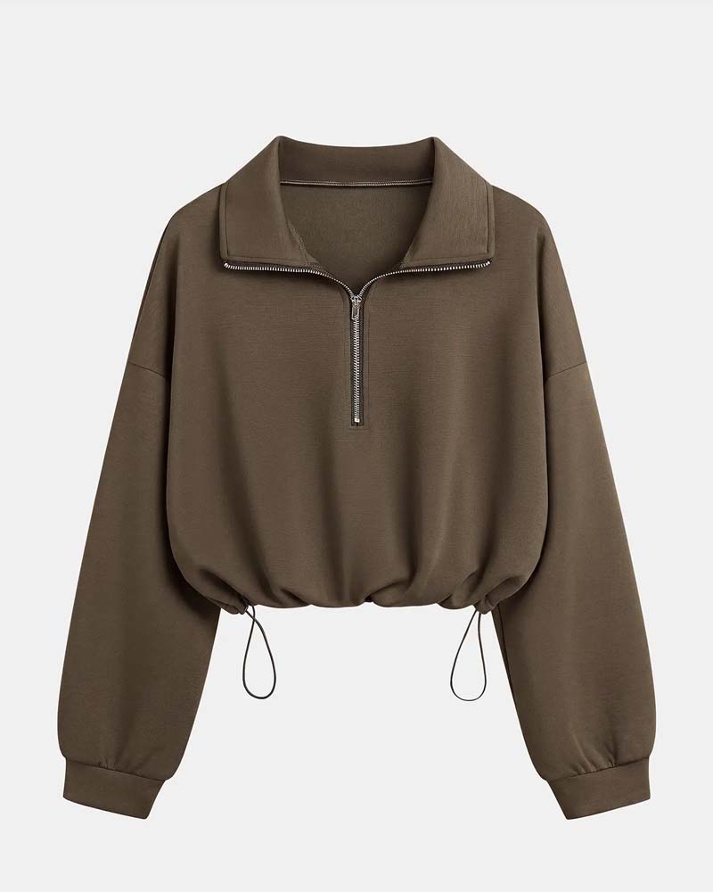 Sweatshirts Reißverschluss Taille Langarm