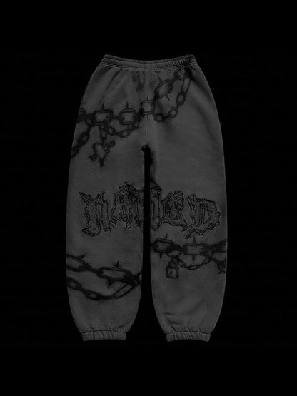 Mehrfarbige Vintage Ketten Print Sweatpants