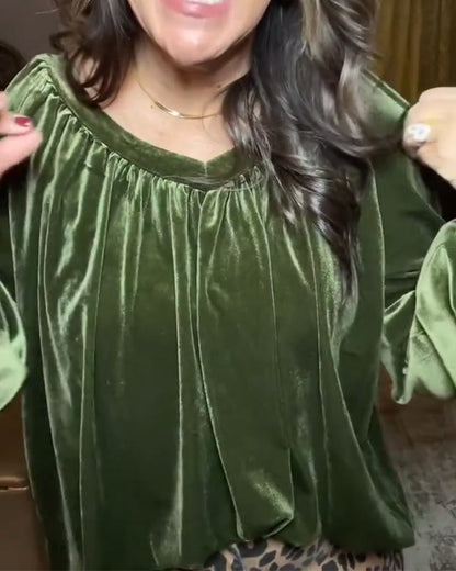 Lässiges Oberteil mit V-Ausschnitt, lockerer Länge und langen Ärmeln