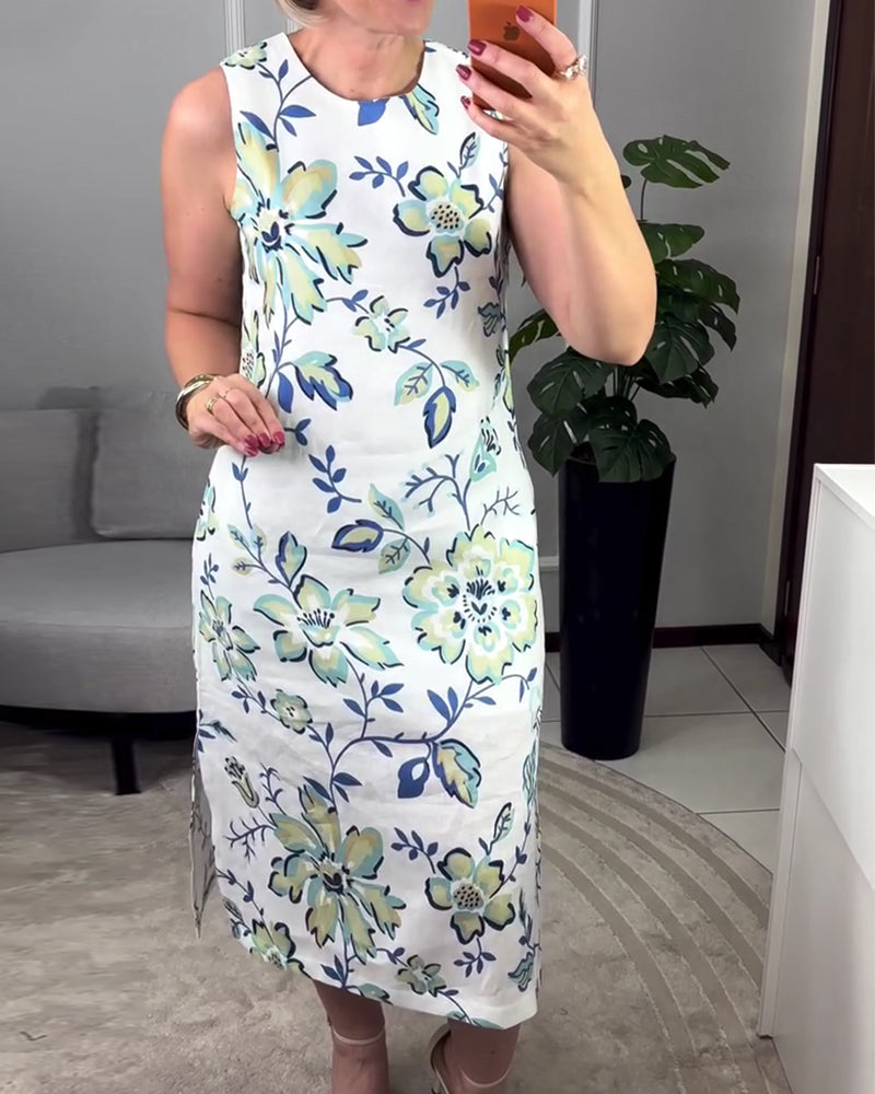Kleid Ärmellos Geblümt Gerade