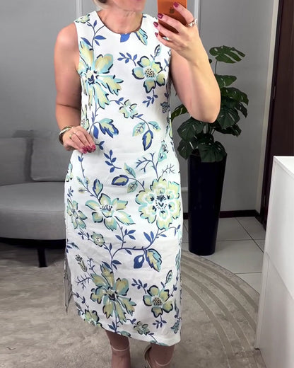 Kleid Ärmellos Geblümt Gerade
