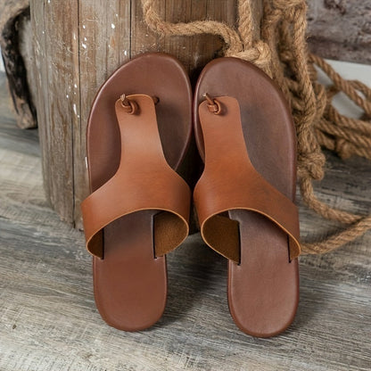 Braune Leder Flip-Flops - Laura