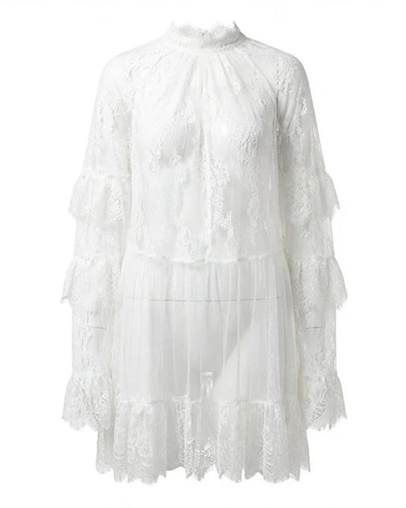 Kleid Elegant Durchbrochene Spitze
