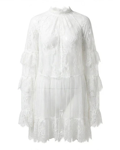 Kleid Elegant Durchbrochene Spitze