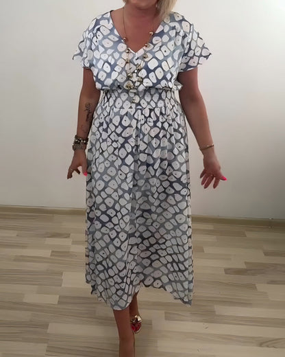 Kleid Elegante Raffinierte Geometrischer Druck Schlitz