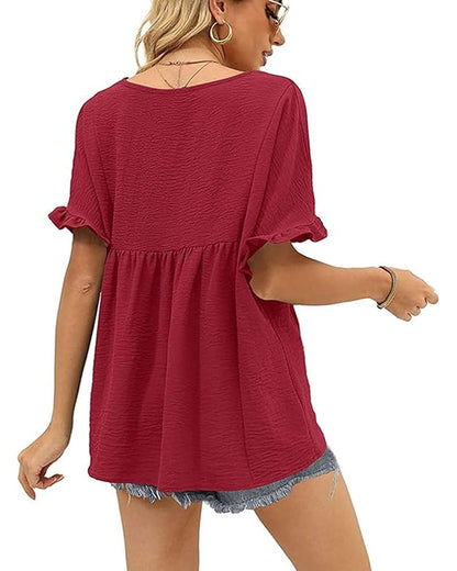 Bluse Lässig Rüsche Loose Fit