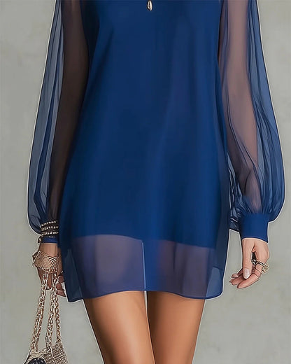 Kleid Langarm Perlenverziert