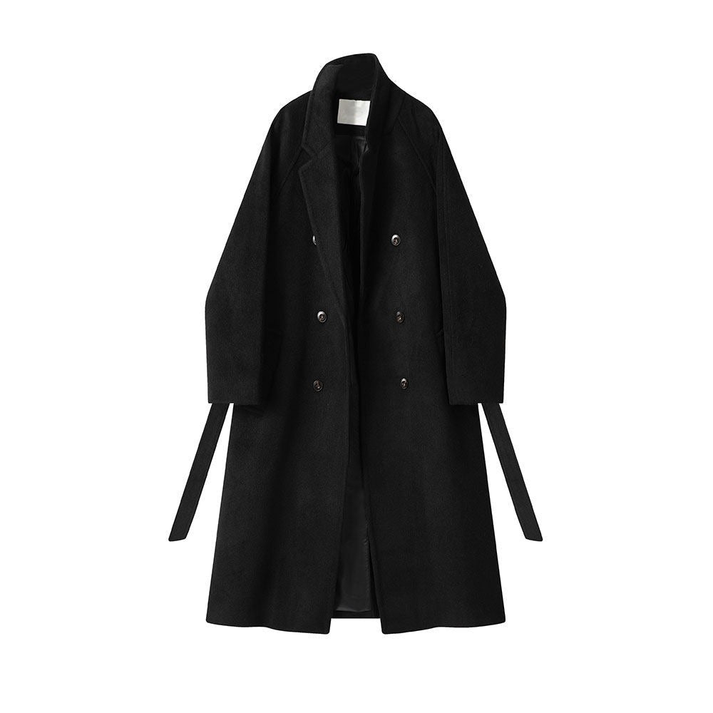 Double Breasted Long Coat with Belt for Women - Lucia