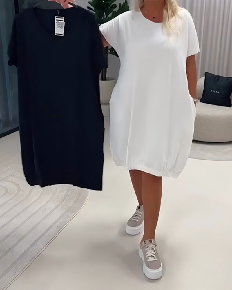 Kleid Kurzarm Rundhals Loose-Fit