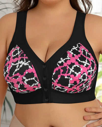 Vorne Verschluss Drahtlos Chic Geometrischer Druck Bralette