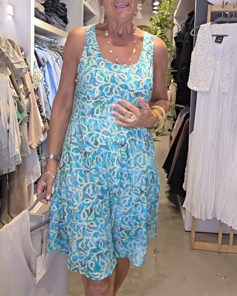 Kleid Ärmellos Träger Locker Gedruckt
