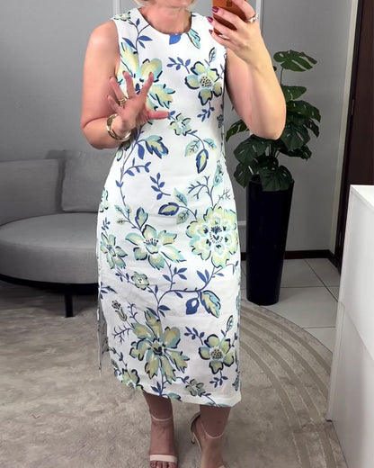 Kleid Ärmellos Geblümt Gerade