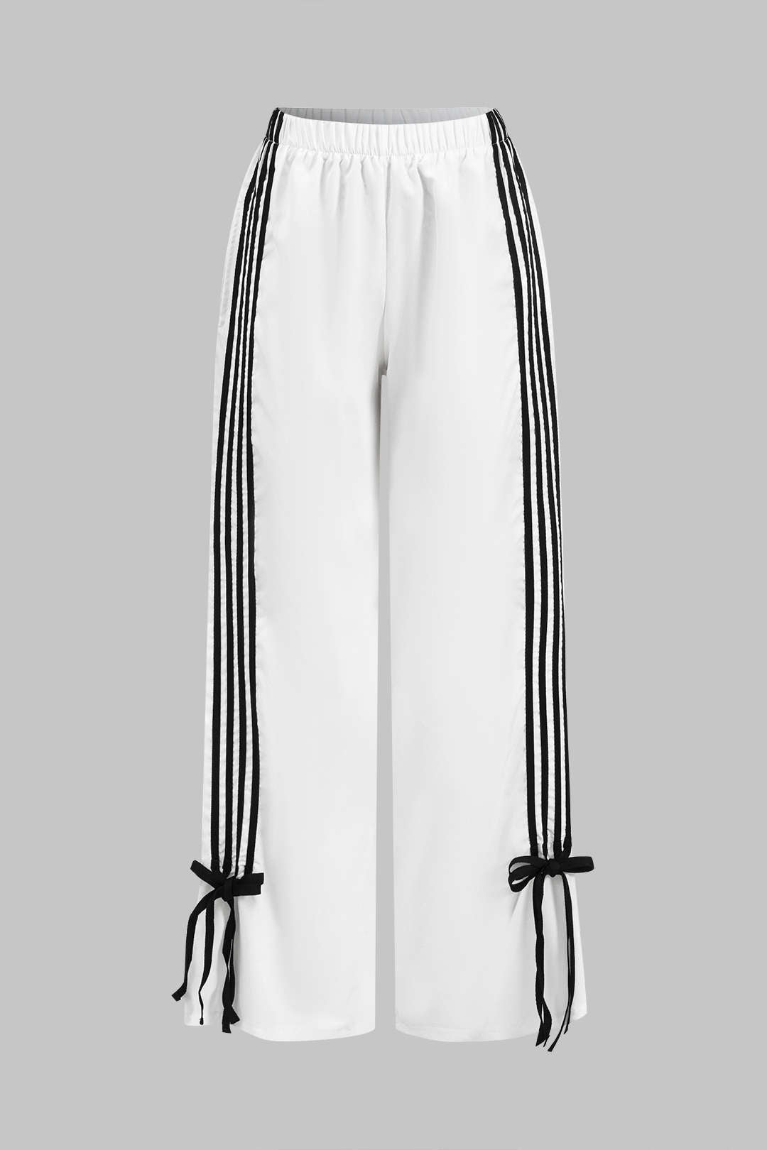 Mehrfarbige 90er Patchwork Hosen mit Schleifen Detail