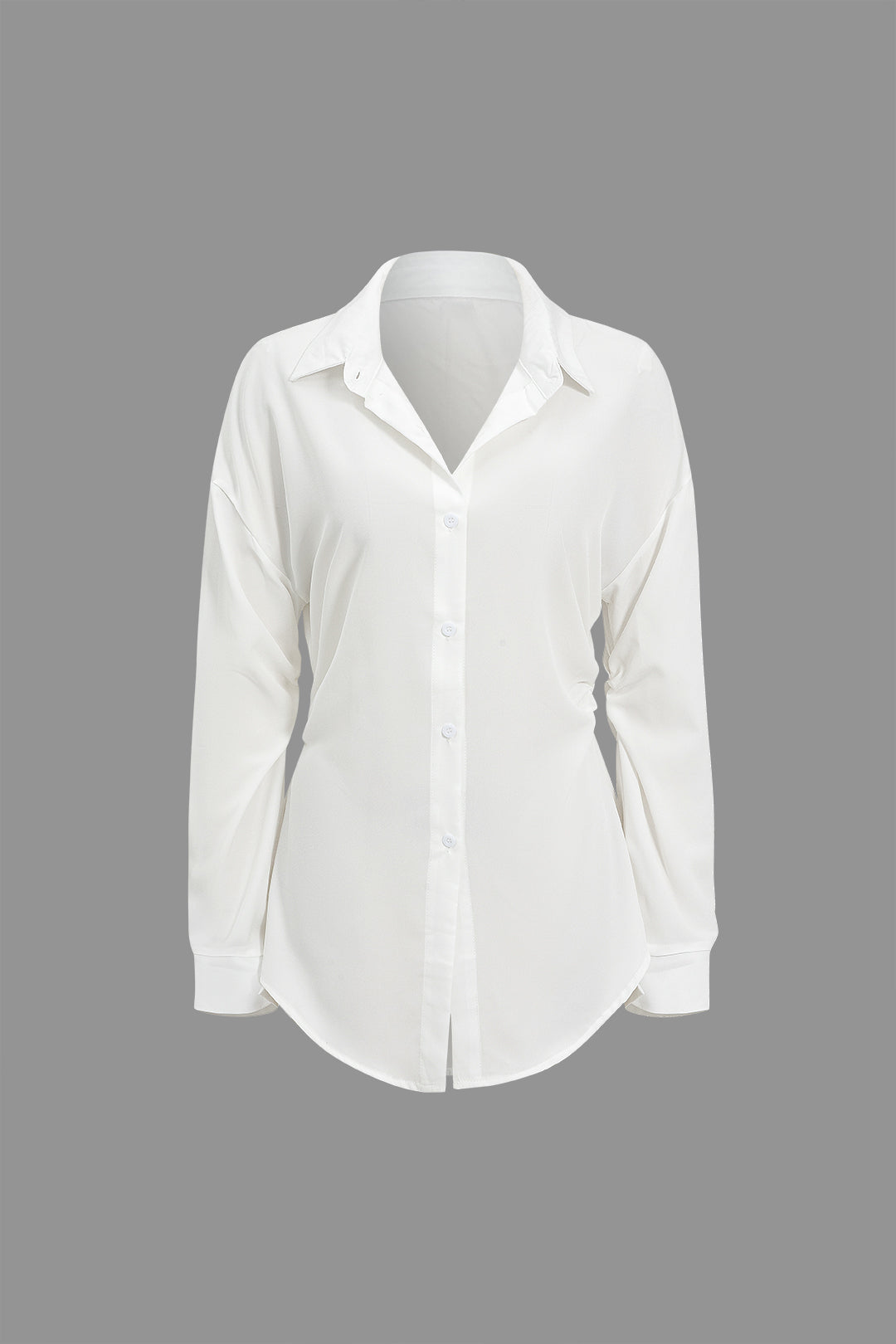 Einfarbiges Button Down Langarmhemd