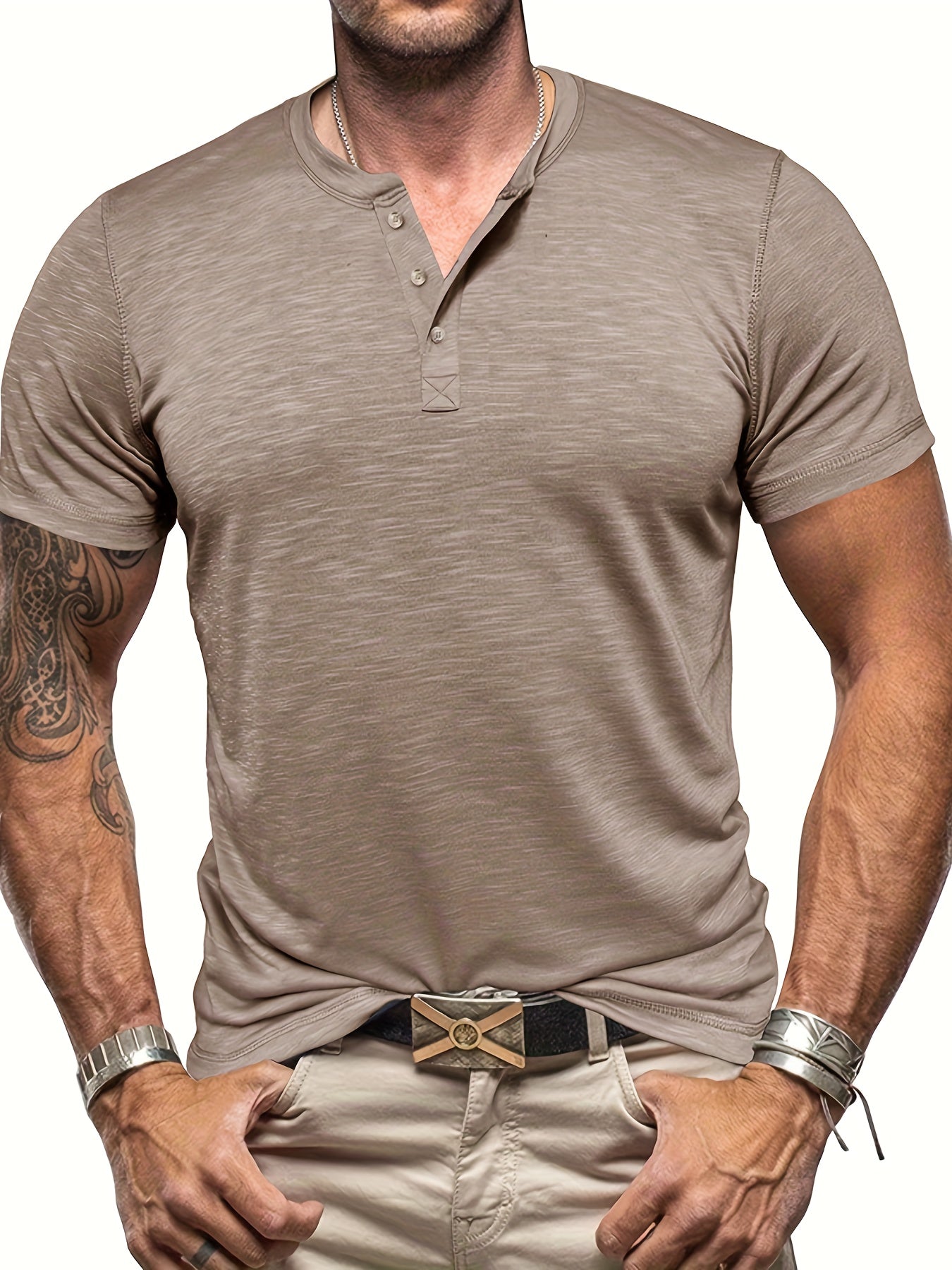 Schwarzes Herren Henley-Sportshirt mit Rundhalsausschnitt - Alex