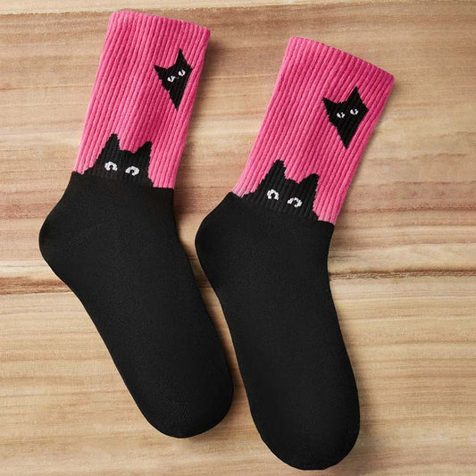 Lässige Socken Mit Katzenmuster Rosa