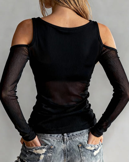 Bluse Gekreuzt V-Ausschnitt Off-Shoulder