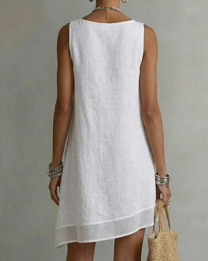 Kleid Unregelmäßiger Saum Ärmellos Etuikleid