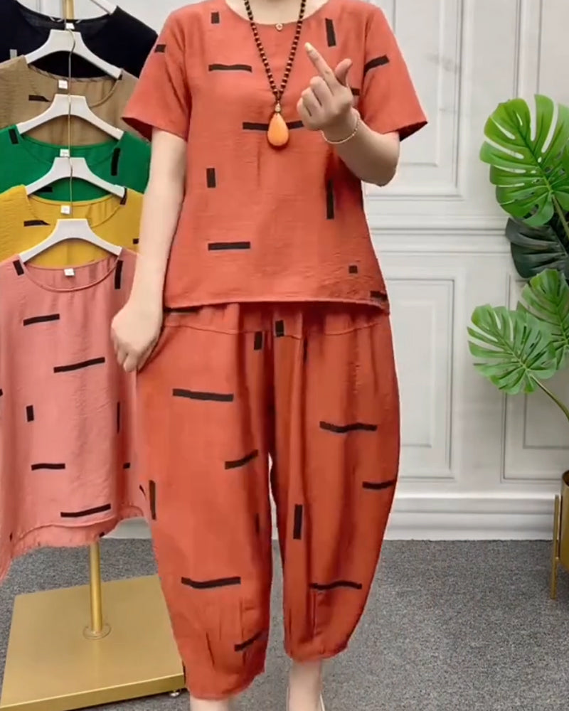 Zweiteilig Set Geometrisch Druck Lässig