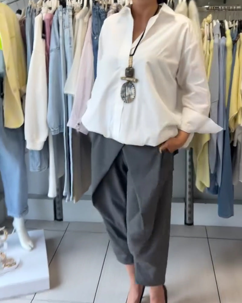 Hemd Unifarben Langarm Casual